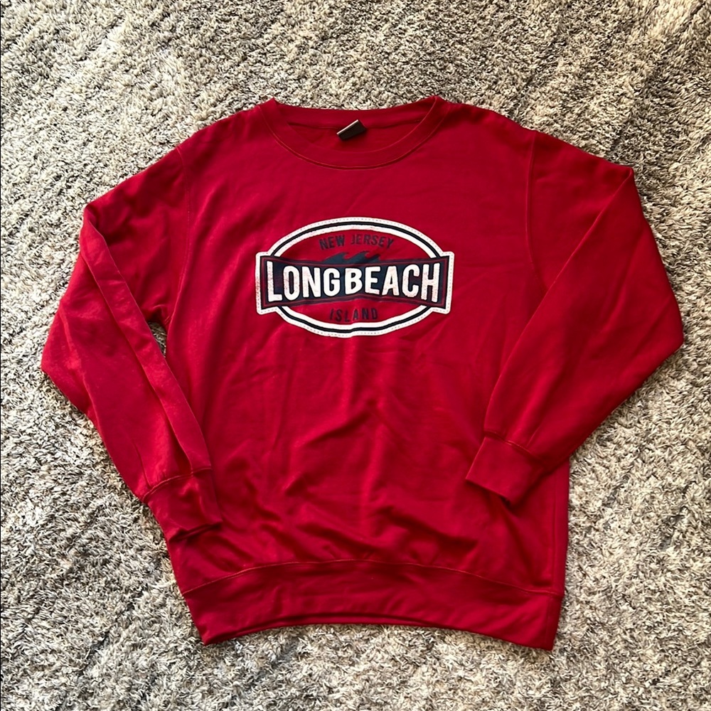 MV Sport Red Long Beach Island Crewneck